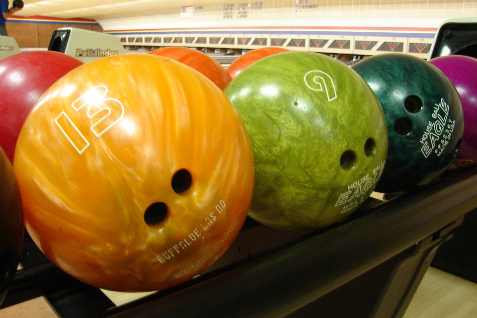 Multiple colored bowling balls