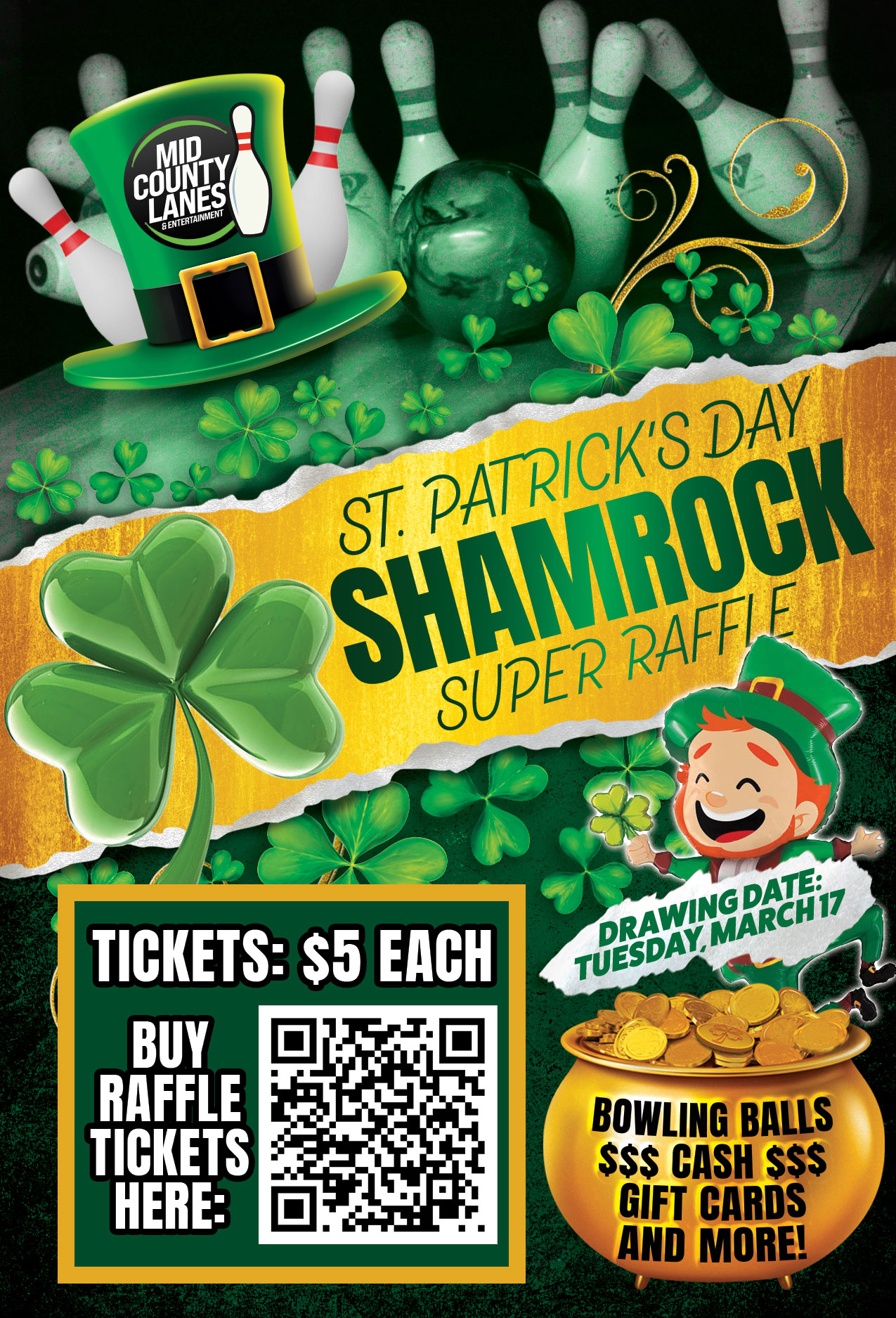 St. Patricks Raffle - Mid County Lanes And Entertainment